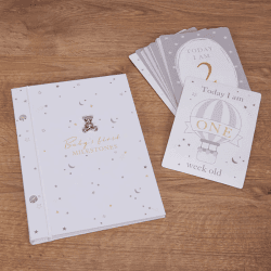 Image showing the Bambino Milestone Cards & Photo Album Set, White product.