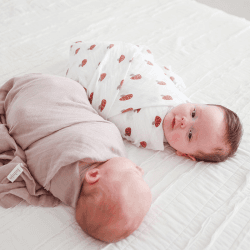 Image showing the Pack of 2 Cotton Swaddles, Mushroom & Sand product.