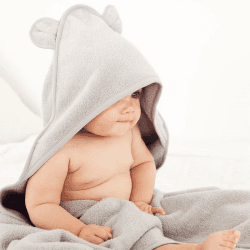 Image showing the Bear Hydrocotton Hooded Towel, 76 x 76cm, Grey product.