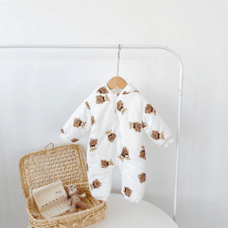 Image showing the The Bear Puffer Suit, 0 - 6 Months, Cream product.