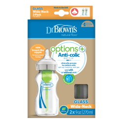 Image showing the Options+ Pack of 2 Glass Baby Bottles, 270ml product.