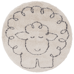 Image showing the Little Sheep Round Rug, 120 x 120cm, Beige product.