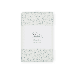 Image showing the Organic Cotton Cot Fitted Sheet with Print, 120 x 60cm, Green Leaves product.