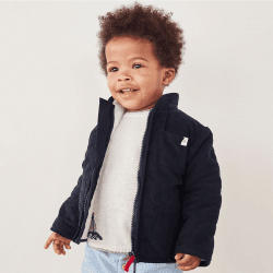 Image showing the Recycled Borg Lined Cord Jacket, 0 - 3 Months, Navy product.