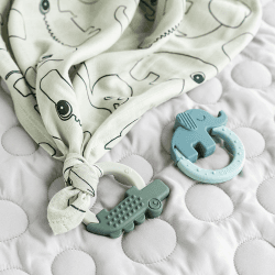 Image showing the Deer Friends Pack of 2 Teethers, Green/Blue product.