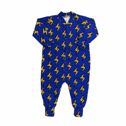 Image showing the Sleepsuit Romper, 3 - 6 Months, Lightning Bolts Blue product.