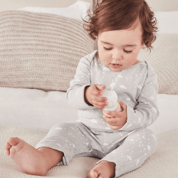 Image showing the Organic Cotton Grey Cloud Sleepsuit, 0 - 3 Months, Grey product.