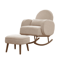 Image showing the Micah Boucle Rocking Chair with Footstool, Biscuit product.