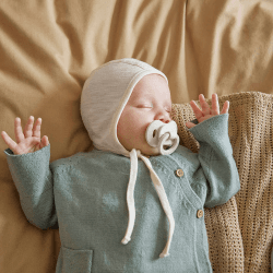 Image showing the Newborn Bonnet, 0 - 3 Months, Vanilla White product.