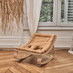 Image showing the Levo Wooden Baby Rocker, Beech, Camel product.