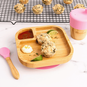 Image showing the Baby Bamboo Suction Plate, Pink product.