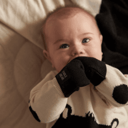 Image showing the Fable Knitted Baby Mittens, One Size, Black product.
