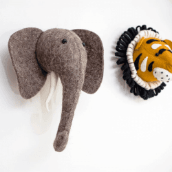Image showing the Elephant Head Mini Felt Animal Wall Decoration, Grey product.