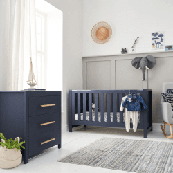 Image showing the Tivoli 2 Piece Cot Bed Nursery Furniture Set, Navy product.