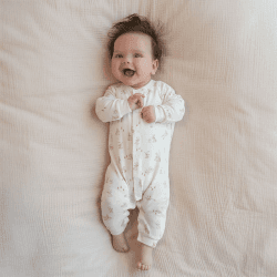 Image showing the Baby Bunny Baby Romper, 1 - 2 Months, White product.