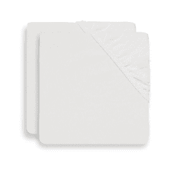 Image showing the Pack of 2 Cotton Cot Bed Fitted Sheets, 70 x 140cm, White product.