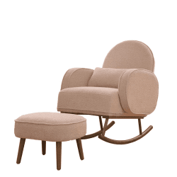 Image showing the Micah Boucle Rocking Chair with Footstool, Blush product.
