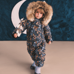 Image showing the Cloud Pramsuit Onesie with Faux Fur, 0 - 6 Months, Floral Nightscape product.