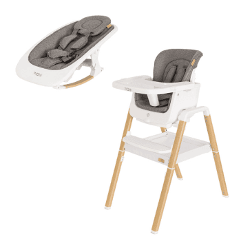 Image showing the Nova Convertible High Chair Bundle, Birth to 12 Years, White/Oak product.