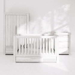 Image showing the Franklin 3 Piece Nursery Furniture Set (excl. Mattress), White Wash product.