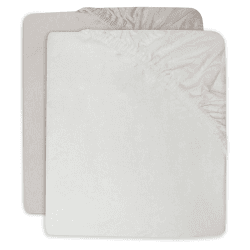 Image showing the Pack of 2 Jersey Fitted Cot Sheets, Ivory/Nougat product.