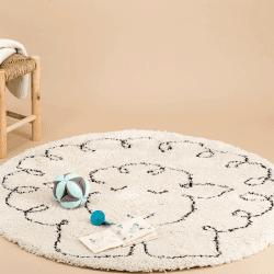 Image showing the Little Sheep Round Rug, 120 x 120cm, Beige product.