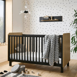 Image showing the Rafi Cot Bed excl. Mattress, Oak/Black product.