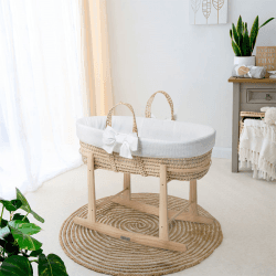 Image showing the Chelsea Moses Basket & Folding Stand Bundle, White product.