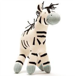 Image showing the Knitted Organic Cotton Large Zebra Toy, Black/White product.