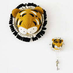 Image showing the Tiger Head Coat & Wall Hook, Yellow product.