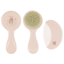 Image showing the Comb & Brush Set with Natural Bristles, Savanna Pink product.
