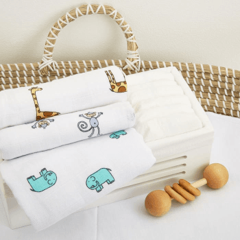 Image showing the Boutique Pack of 3 Cotton Muslin Squares, 70 x 70cm, Jungle Jam product.