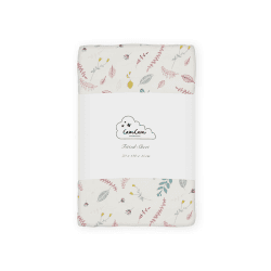 Image showing the Organic Cotton Cot Bed Fitted Sheet with Print, 140 x 70cm, Pressed Leaves Rose product.