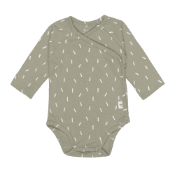 Image showing the Long Sleeve Bodysuit with Print GOTS, 0 - 3 Months, Speckles Olive product.