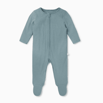 Image showing the Ribbed Zip-Up Sleepsuit, 0 - 3 Months, Blue product.