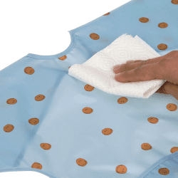 Image showing the Happy Rascals Pack of 2 Smile Print Long Sleeve Bibs, Sky Blue product.