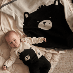 Image showing the Knitted Bear Blanket, Natural White product.