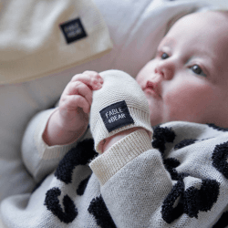 Image showing the Fable Knitted Baby Mittens, One Size, Natural White product.
