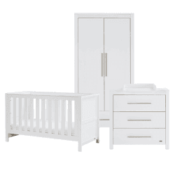 Image showing the Tivoli 3 Piece Cot Bed Nursery Furniture Set, White product.