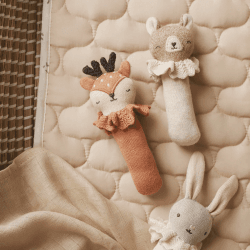 Image showing the Deer Knitted Rattle, Brown product.