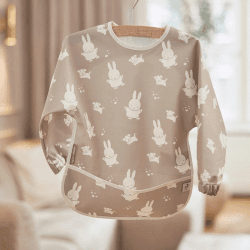 Image showing the Jollein x Miffy Waterproof Long Sleeve Bib, Olive Green product.