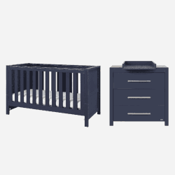 Image showing the Tivoli 2 Piece Cot Bed Nursery Furniture Set, Navy product.