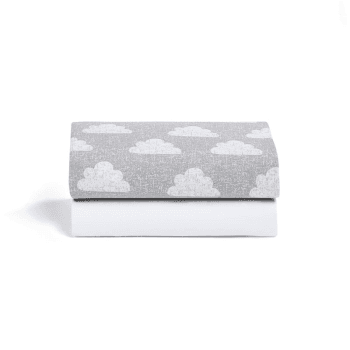 Image showing the SnuzPod Pack of 2 Bedside Crib Fitted Sheets, Cloud Nine product.