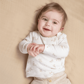 Image showing the Baby Bunny Long Sleeve Top, 1 - 2 Months, White product.