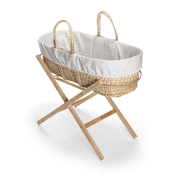 Image showing the Scandi Palm Moses Basket & Folding Stand Bundle, Cream product.