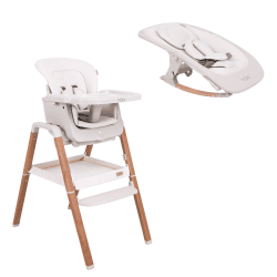 Image showing the Nova Convertible High Chair Bundle, Birth to 12 Years, Scandinavian Walnut/Ecru product.