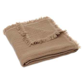 Image showing the Muslin Blanket with Fringe, 1.0 Tog, Biscuit product.