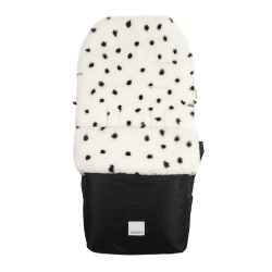 Image showing the Puffmuff Sheepskin Fottmuff, Noir + Dalmatian product.