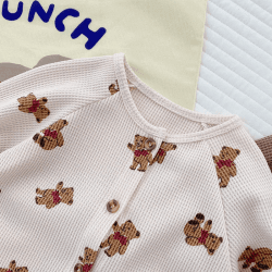 Image showing the Bear Sleepsuit Romper, 0 - 6 Months, Cream product.