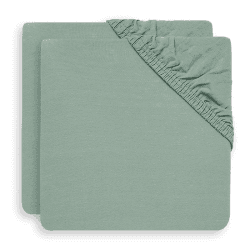 Image showing the Pack of 2 Jersey Fitted Cot Sheets, Ash Green product.
